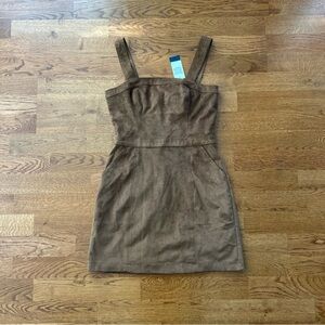 Abercrombie Faux Suede Pinafore Suspender Skirt XS Dress Brown Tan Overall NWT